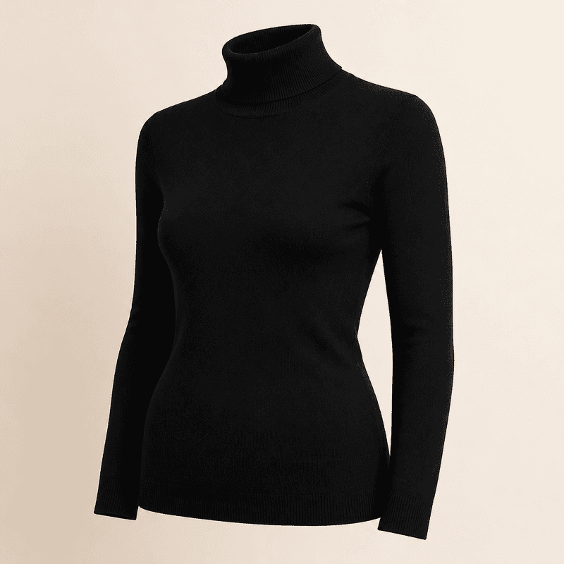 Blusa Gola Alta de Tricot - Preto