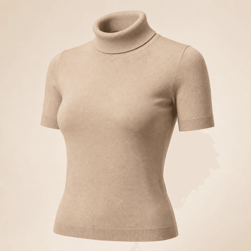 Blusa Gola Role de Malha - Bege