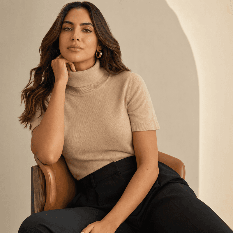 Blusa Gola Role de Malha - Bege — vista alternativa