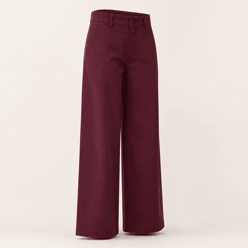 Calça Wide Leg Sarja - Vinho
