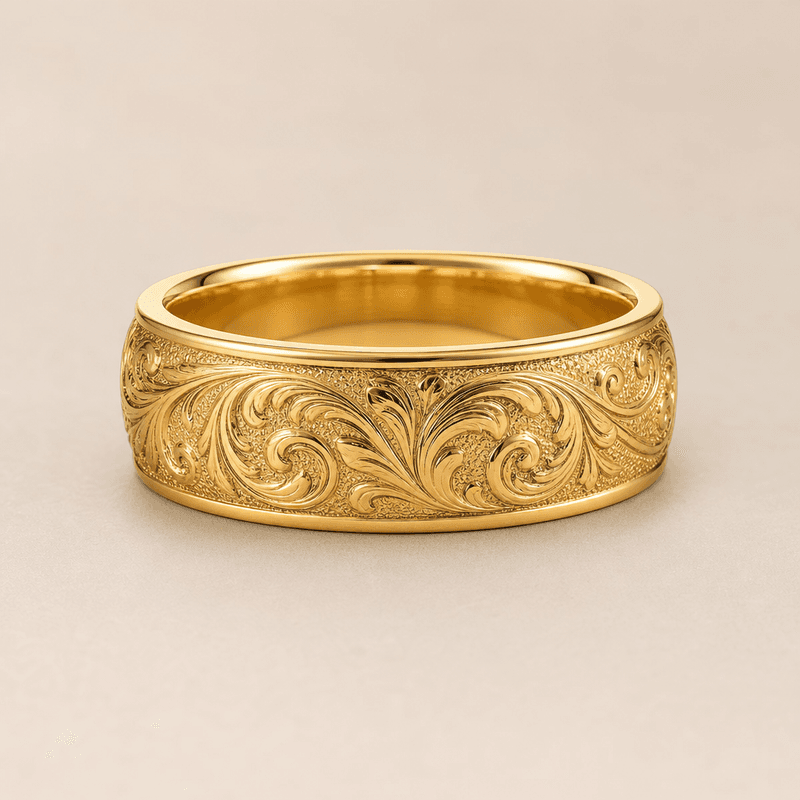 Aliança Trabalhada Ouro 18k 6mm