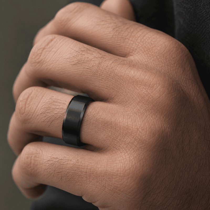 Aliança Tungstênio Preto Masculina — vista alternativa