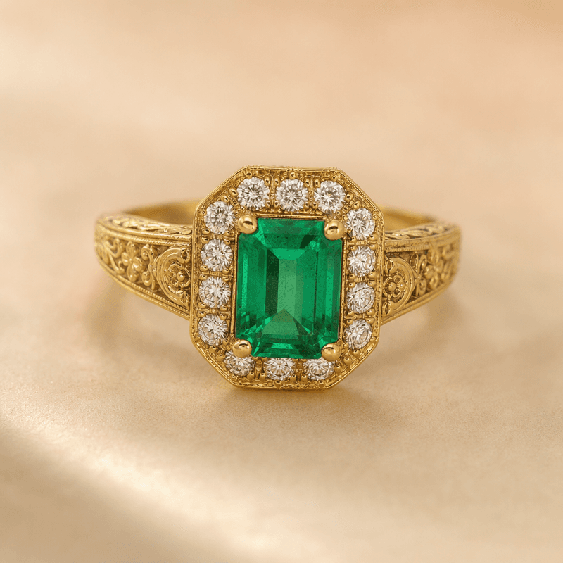 Anel Esmeralda Vintage Ouro 18k