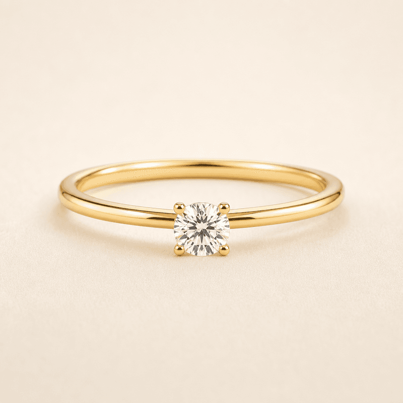 Anel Solitário Ouro 18k Diamante Petite 10pts