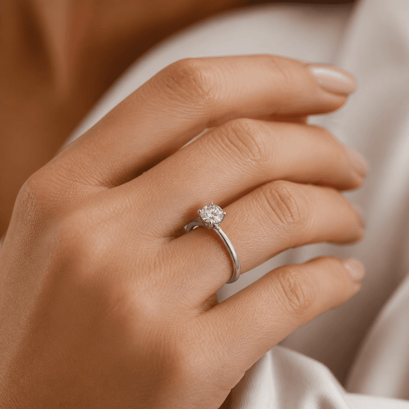 Anel Solitário Ouro Branco 18k Diamante 15pts — vista alternativa