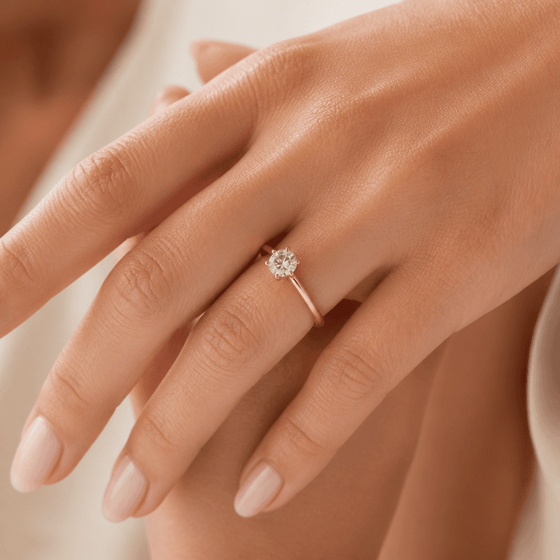 Anel Solitário Ouro Rosé 18k Diamante 30pts — vista alternativa