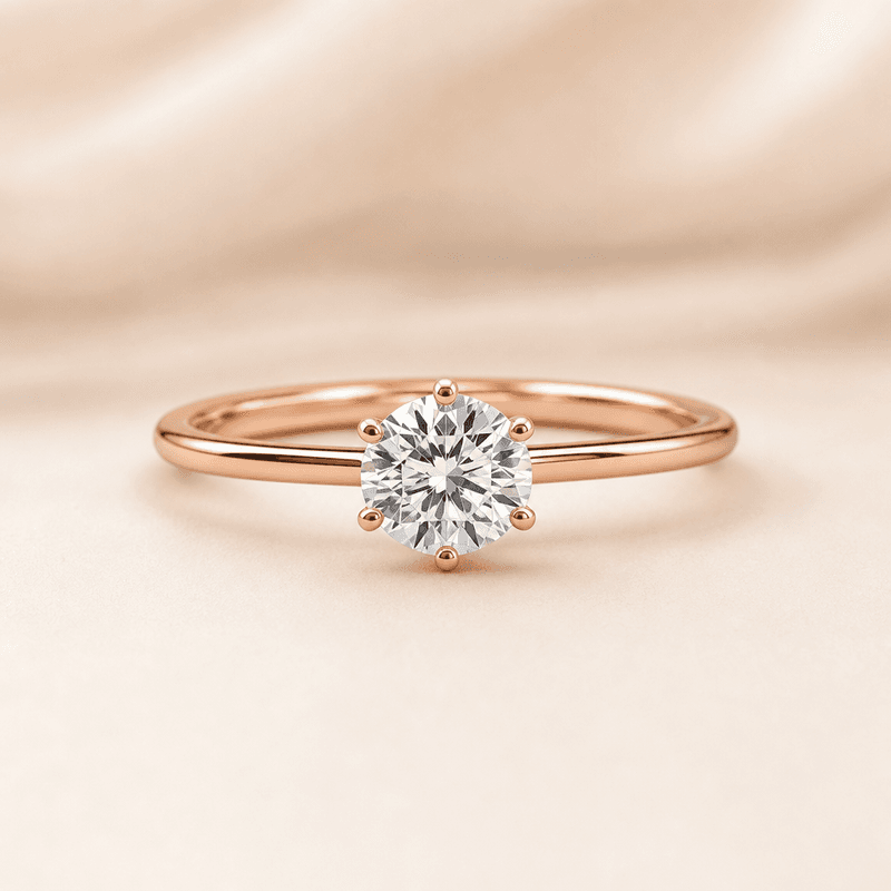 Anel Solitário Ouro Rosé 18k Diamante 30pts