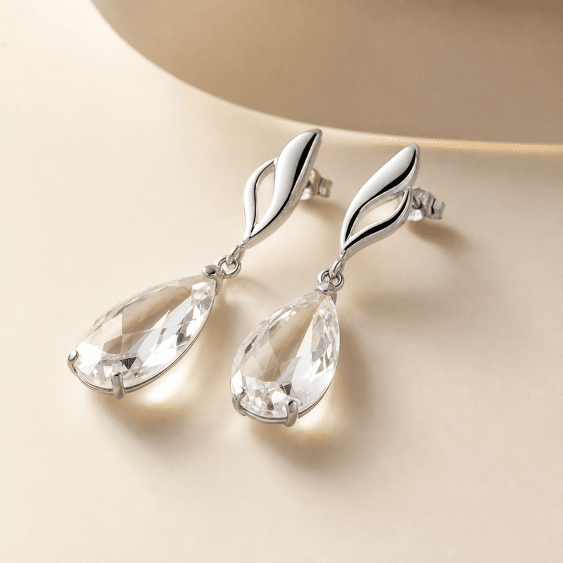 Brinco Prata 925 Gota Cristal