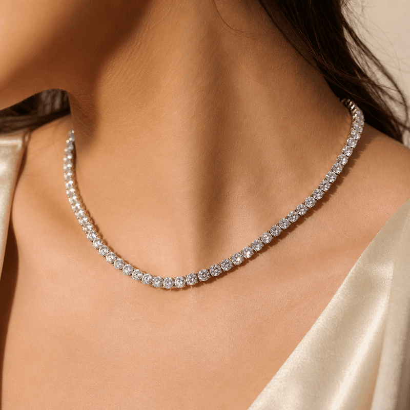 Colar Riviera Diamantes Ouro Branco 18k — vista alternativa