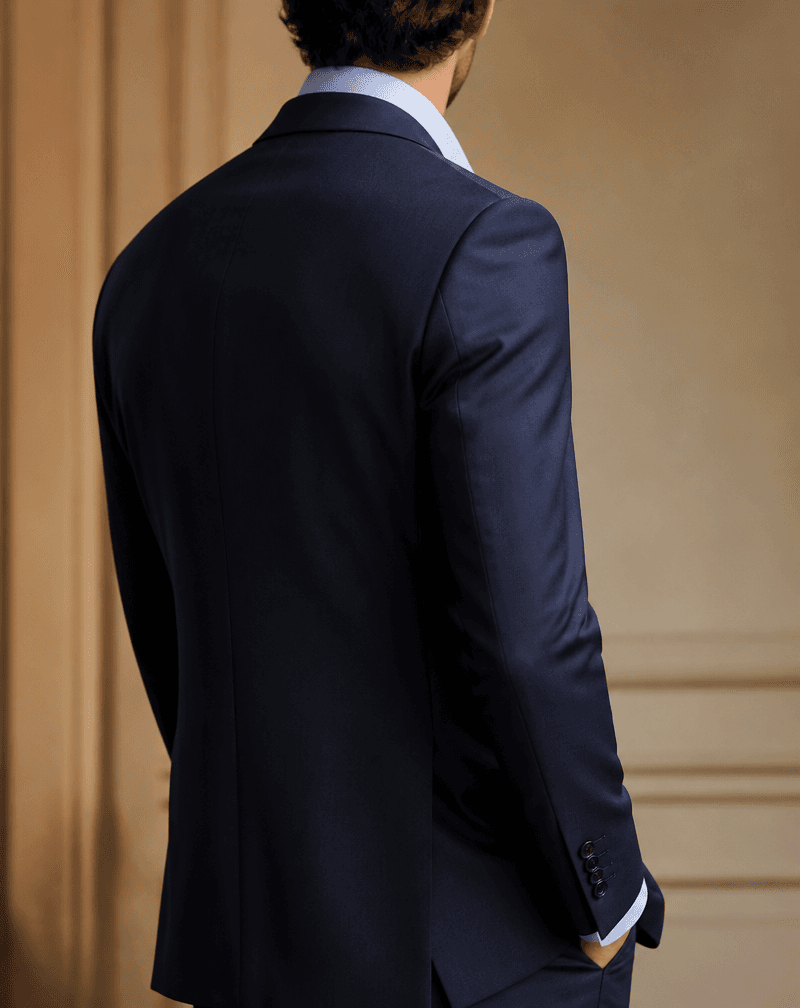 Blazer Slim Fit Marinho Lapela Fosca — vista alternativa