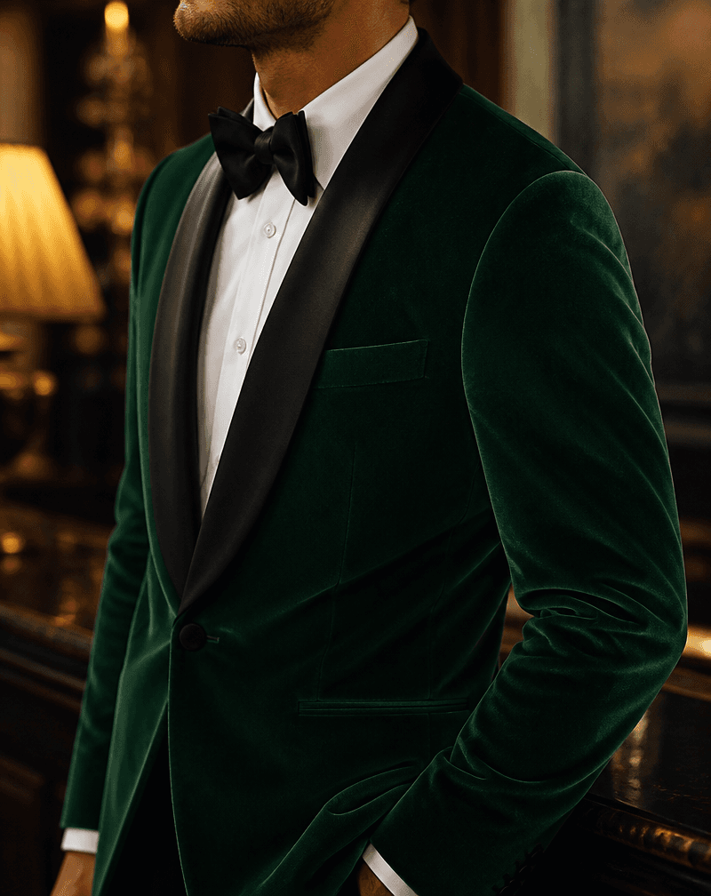 Blazer Smoking em Veludo Verde Escuro — vista alternativa