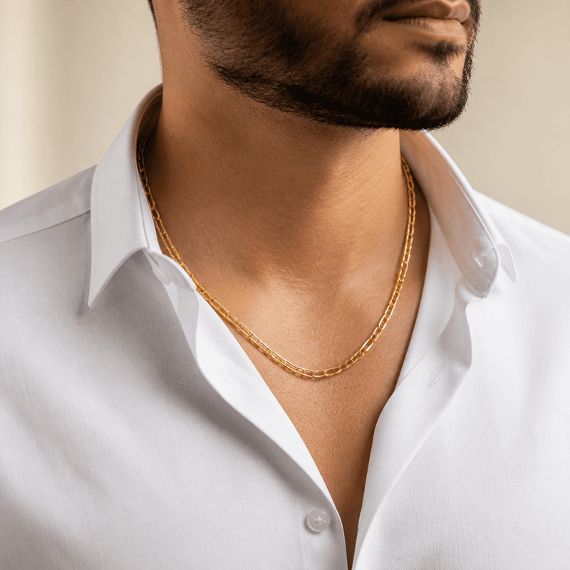 Colar Masculino em Aço Dourado, 60 cm — vista alternativa