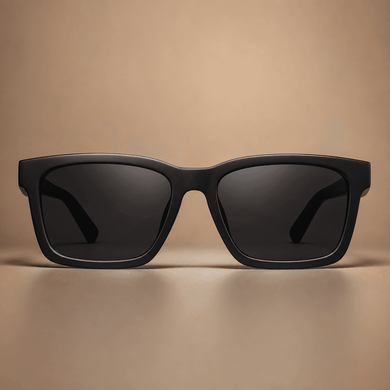 Óculos de Sol Retangular Acetato Preto