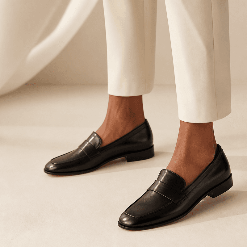 Mocassim Couro Preto com Bridão — vista alternativa